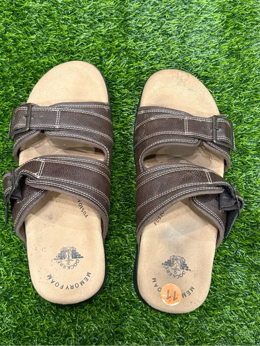 Dockers Men's Delray Slide Sandal often listed in the "Briar" brown colorway 11